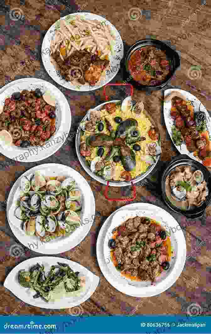 A Colorful Array Of Portuguese Dishes On A Rustic Wooden Table, With The Backdrop Of A Traditional Chinese Building Taste Of Macau: Portuguese Cuisine On The China Coast