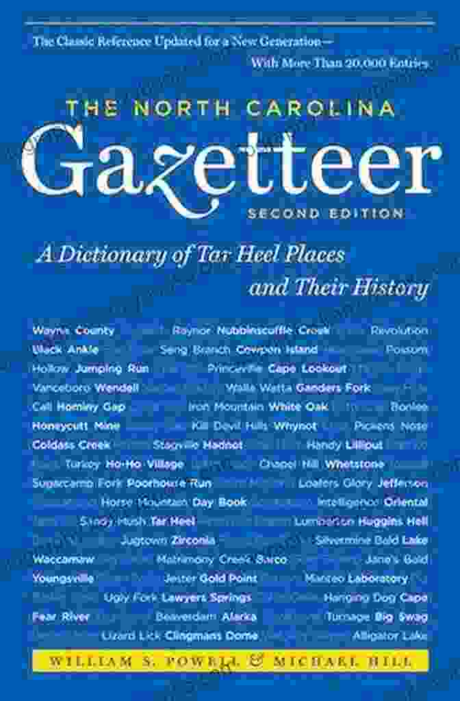 The Cover Of The North Carolina Gazetteer 2nd Ed., Featuring A Panoramic View Of The State. The North Carolina Gazetteer 2nd Ed: A Dictionary Of Tar Heel Places And Their History